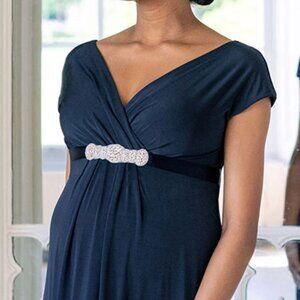 Francesca Maternity Maxi Dress in Nightshadow Blue w/ Sash from Tiffany Rose